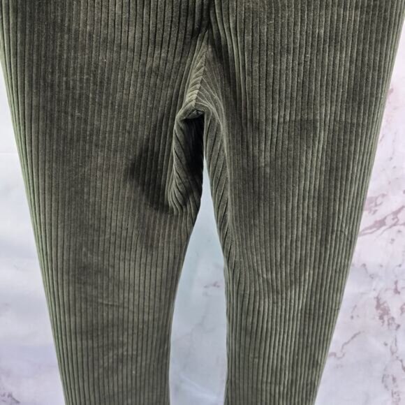 Aerie Leggings Womens Small R Green Flare Groove On Velour Corduroy High Rise - Picture 7 of 11
